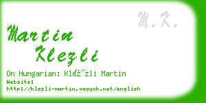 martin klezli business card